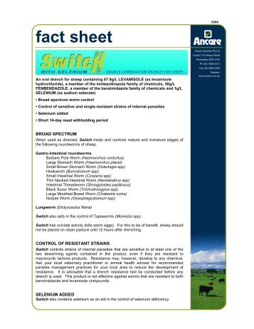 SWITCH DRENCH with Selenium - Fact Sheet - Ancare