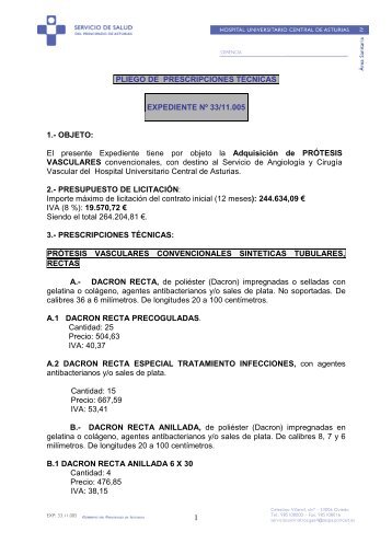 PLIEGO DE PRESCRIPCIONES TECNICAS - Hospital Universitario ...