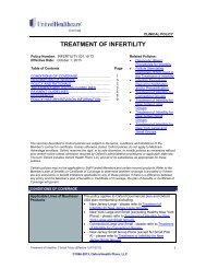 TREATMENT OF INFERTILITY - Oxford Health Plans