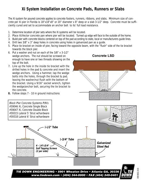 Xi System Installation on Concrete Pads, Runners or Slabs