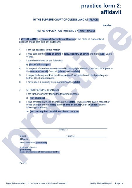 sample form 2: affidavit - Legal Aid Queensland