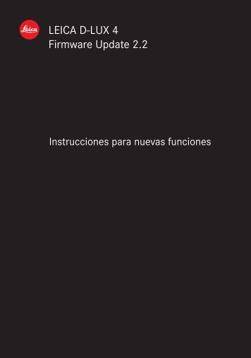 LEICA D-LUX 4 Firmware Update 2.2 - Leica Camera AG