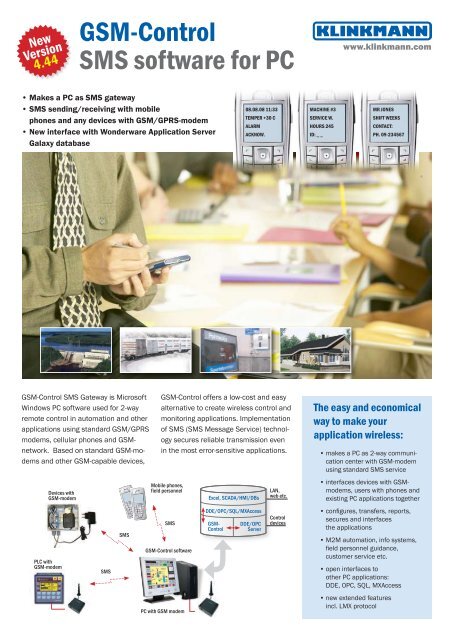 GSM-Control SMS software for PC - Klinkmann.