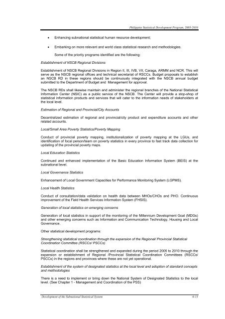 chapter 6 development of the subnational statistical system - NSCB