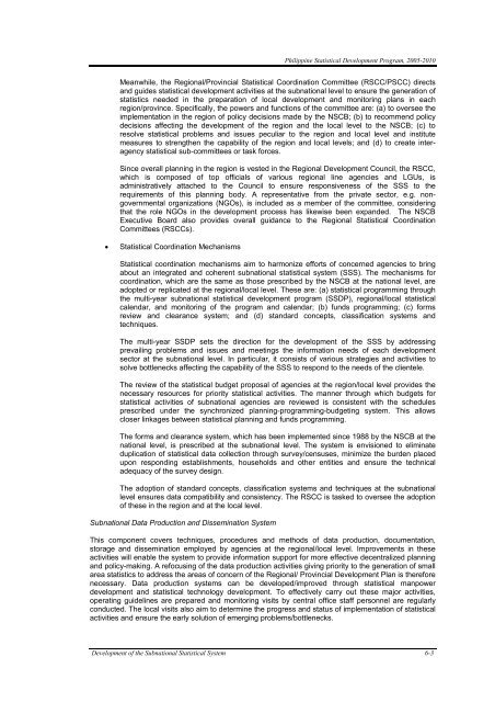 chapter 6 development of the subnational statistical system - NSCB