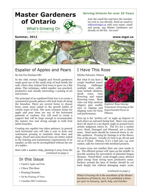 Summer, 2012 - Master Gardeners of Ontario