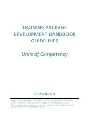 Units of Competency - National Skills Standards Council