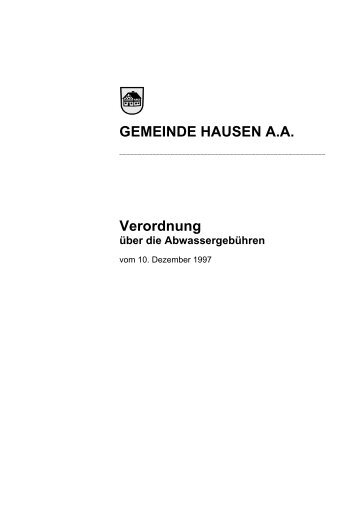 GEMEINDE HAUSEN A.A. Verordnung - Gemeinde Hausen am Albis
