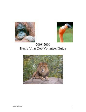 2008-2009 Henry Vilas Zoo Volunteer Guide