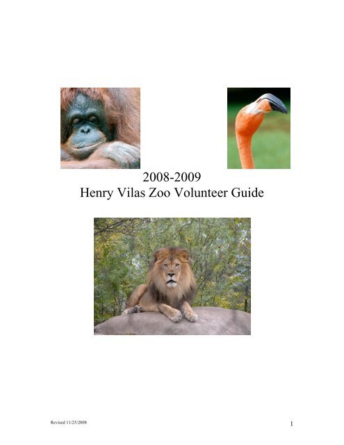 2008-2009 Henry Vilas Zoo Volunteer Guide