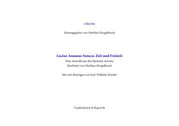 Lucius Annaeus Seneca: Zeit und Freizeit - Vandenhoeck & Ruprecht