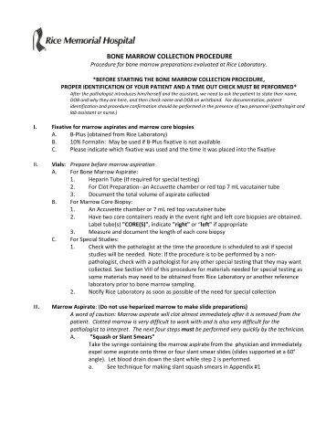 Bone Marrow Collection Procedure.fm - Mayo Medical Laboratories