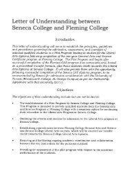 Letter of Understanding between Seneca and Fleming College