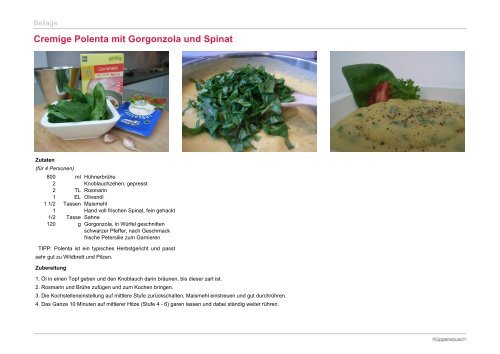 Cremige Polenta mit Gorgonzola und Spinat