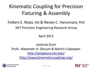 Kinematic Coupling for Precision Fixturing and Assembly