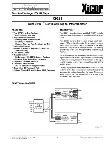 X9221 Dual E2POTâ¢ Nonvolatile Digital Potentiometer Terminal ...