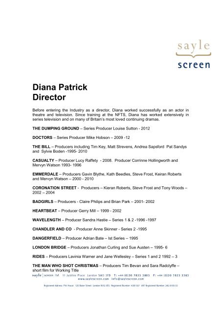 Diana Patrick Director - Sayle Screen