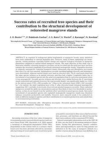 Success rates of recruited tree species and their contribution to the ...