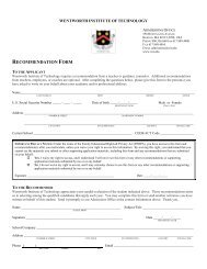 RECOMMENDATION FORM - Wentworth Institute of Technology