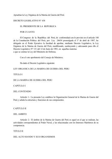 Aprueban la Ley OrgÃƒÂ¡nica de la Marina de Guerra del PerÃƒÂº ... - idepe