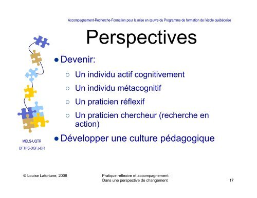 PPT.18:Pratique rÃ©flexive et accompagnement - UniversitÃ© du QuÃ©bec