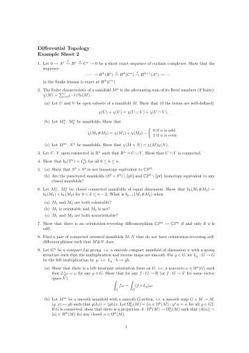 Differential Topology Example Sheet 2