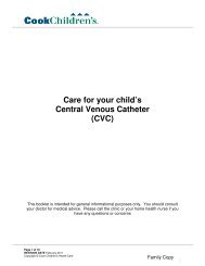 Care for your child's Central Venous Catheter (CVC) - Cook Children's