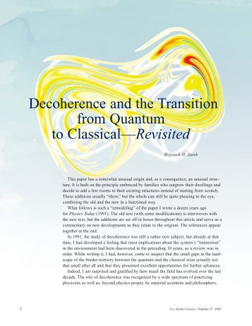 Decoherence and the Transition from Quantum to Classical ...