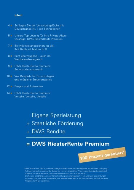 DWS RiesterRente Premium - bundeszuschuss.de - Home