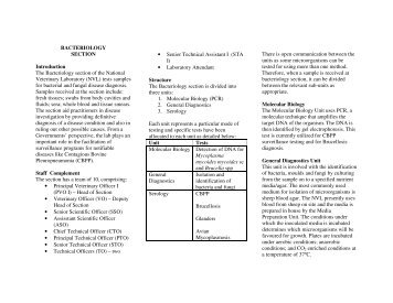 Service provided by Bacteriology Section