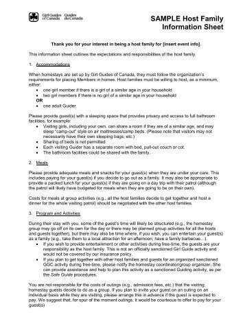 Sample Host Family Information Sheet - Forms - Girl Guides of ...