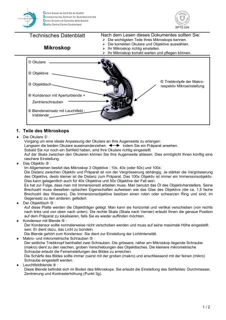 Technisches Datenblatt Mikroskop - CSCQ