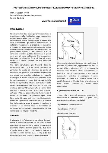 Protocollo riabilitativo dopo ricostruzione legamento crociato anteriore