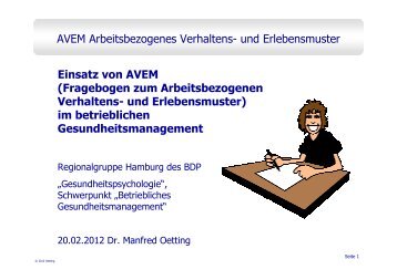 AVEM Arbeitsbezogenes Verhaltens- und Erlebensmuster Einsatz ...