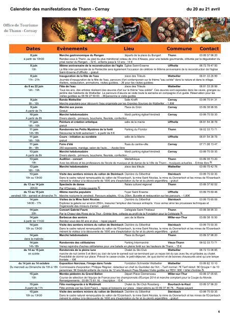 Dates EvÃ¨nements Lieu Commune Contact