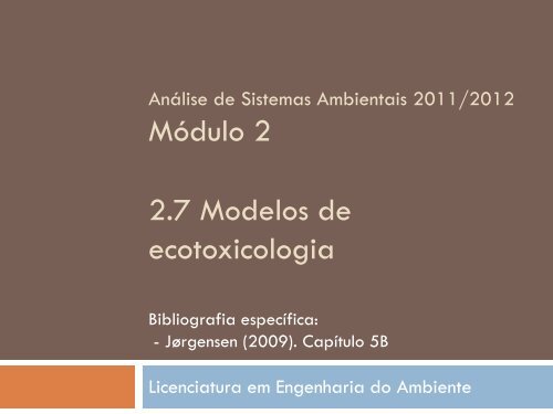 Modelos de ecotoxicologia - ESAC