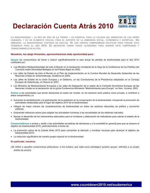 DeclaraciÃ³n Cuenta AtrÃ¡s 2010 - Countdown 2010