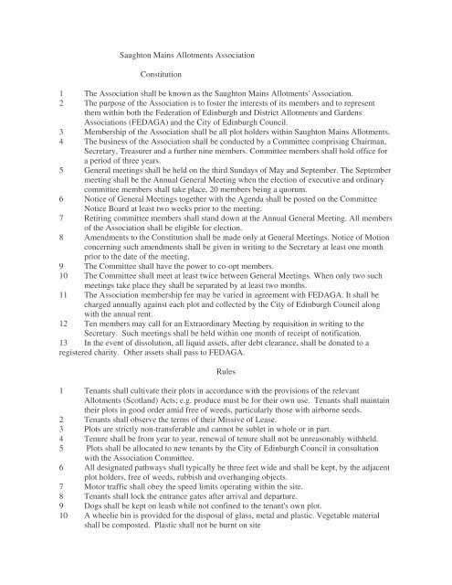 Saughton Mains Allotments Association Constitution 1 The ...