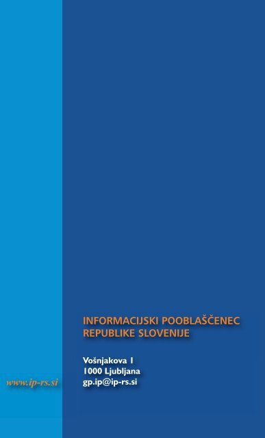 PriroÄnik za upravljavce osebnih podatkov - Informacijski ...