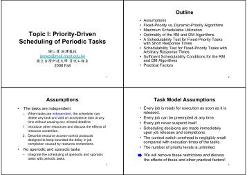 Priority-Driven Scheduling of Periodic Tasks - 國立台灣科技大學