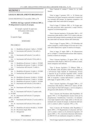 SEZIONE I - Consiglio Regionale della Toscana - Regione Toscana