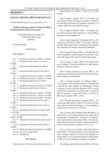 SEZIONE I - Consiglio Regionale della Toscana - Regione Toscana