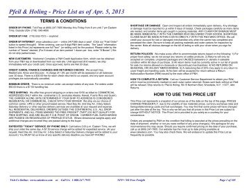 Pfeil & Holing - Price List as of Apr. 5, 2013