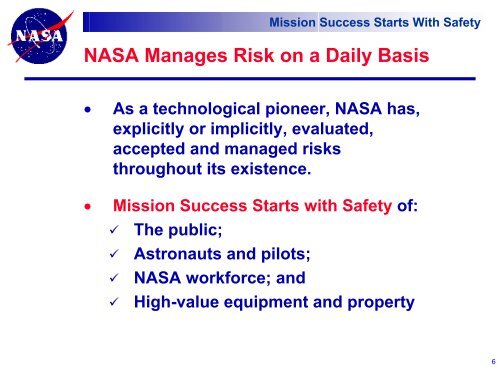 New Thrust for Probabilistic Risk Assessment (PRA) at NASA New ...