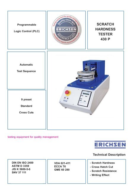 SCRATCH HARDNESS TESTER 430 P