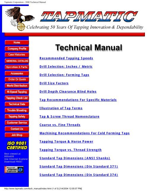 Tapmatic Corporation - 2000 Technical Manual - FPGA-FAQ