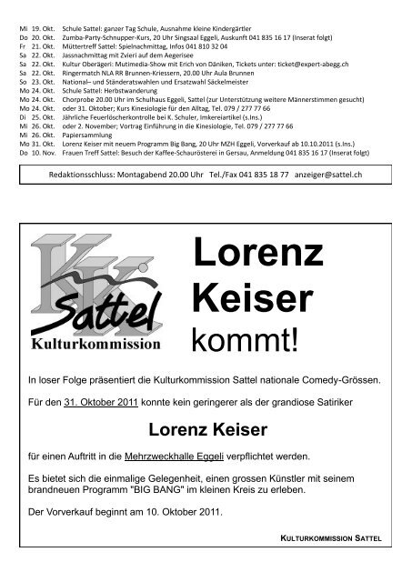 Lorenz Keiser - Gemeinde Sattel