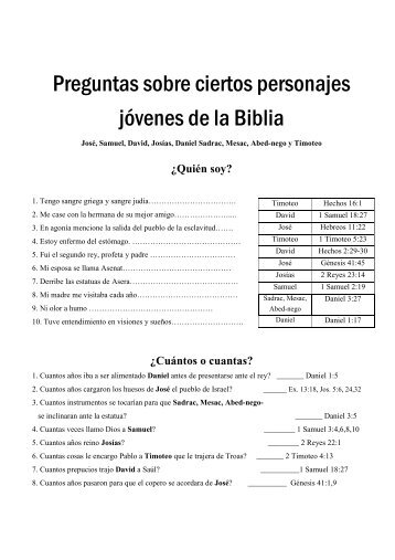 Concuerso sobre personajes jovenes-respuestas - Toda la Escritura ...