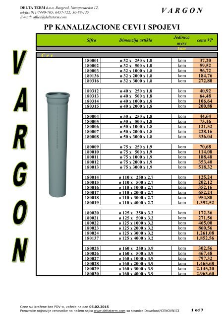 VARGON cenovnik - Delta Term