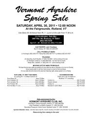 Vermont Ayrshire Spring Sale - U.S. Ayrshire Breeders Association